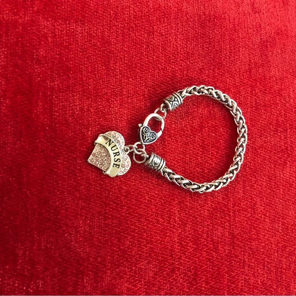 Silver Heart Nurse Charm Bracelet - Picture 2 of 8